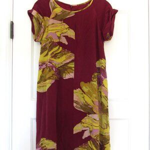 Burgundy Tibi Abstract Print Dress, Knee Length, Size 0